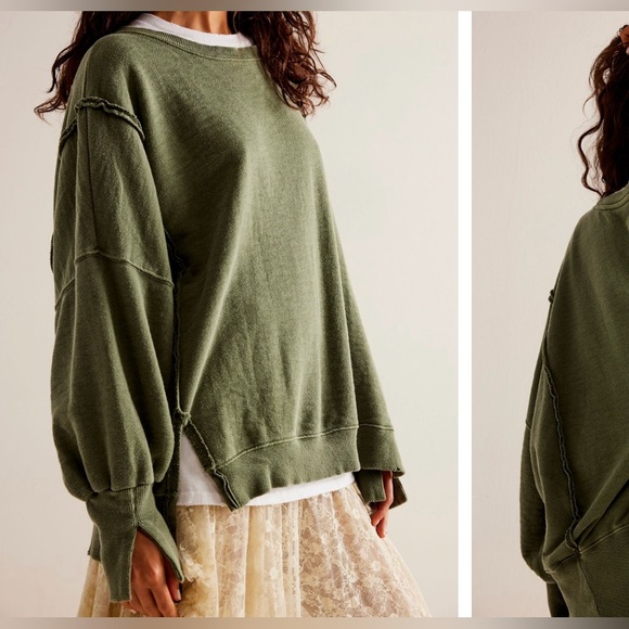 NWOT Free People / We the Free Camden sweatshirt - adventurer green - L - Picture 3 of 8